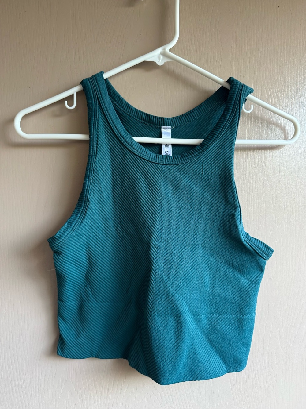 Nikibiki Teal Ribbed Crop Tank Top